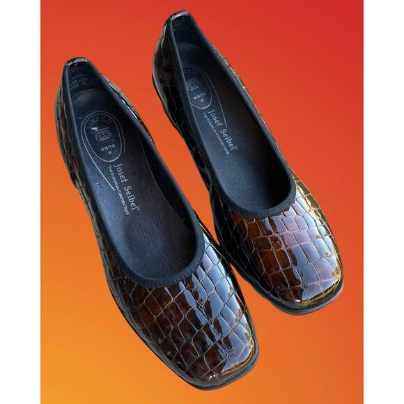 Josef Seibel Bridget Brown Patent Croc Wedges Womens US 9.5 EU 40 Walking Shoes - Picture 4 of 11